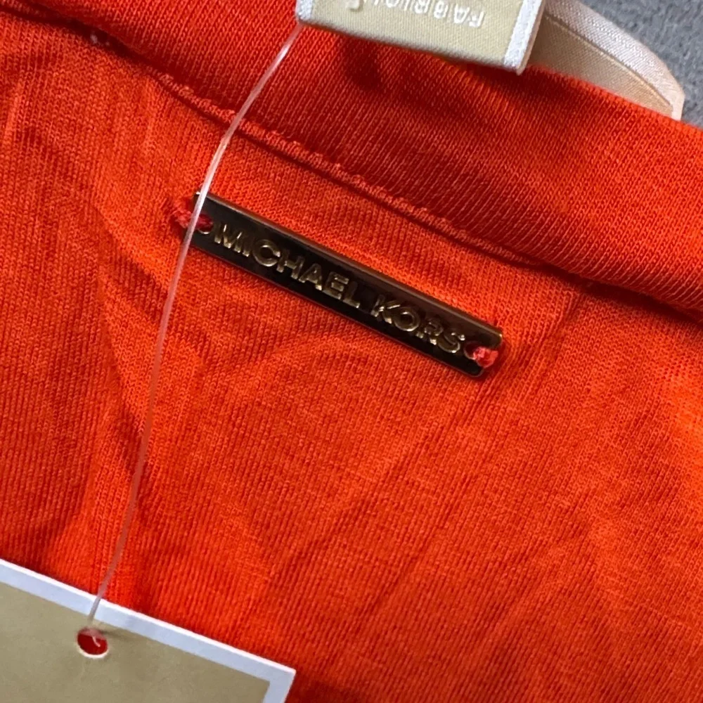 Michael Kors Orange Fringe Tank Top with gold accents NWT XL